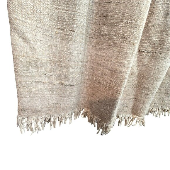Vintage Handmade Raw Silk Tan Skirt With Fringe Hem Woven Texture HS146 - Picture 3 of 6